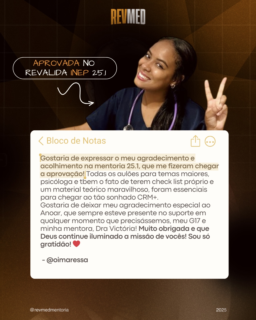 Depoimento de Dra. Maressa — aprovado no Revalida INEP 25.1