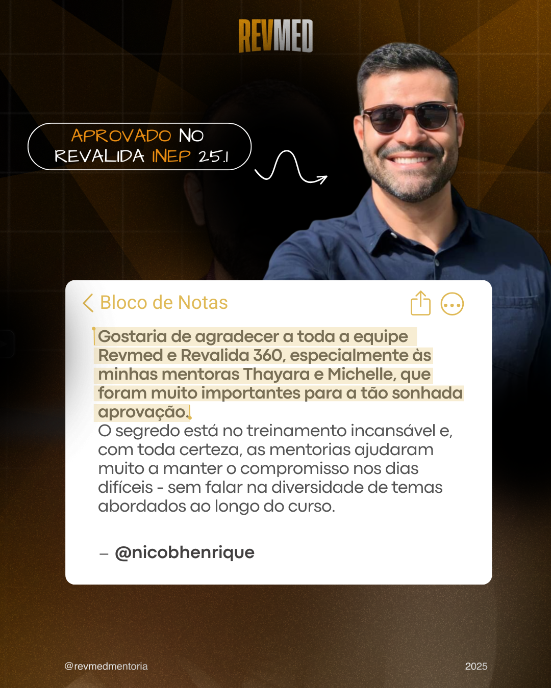 Depoimento de Dr. Nicolas Henrique — aprovado no Revalida INEP 25.1
